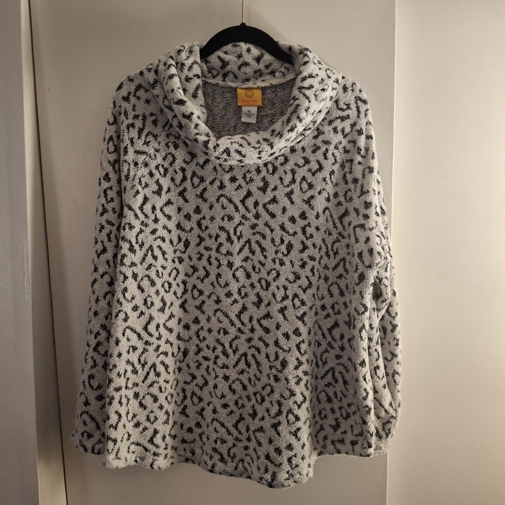 Ruby Rd. Women's Black and White Cowl Neck Sweater